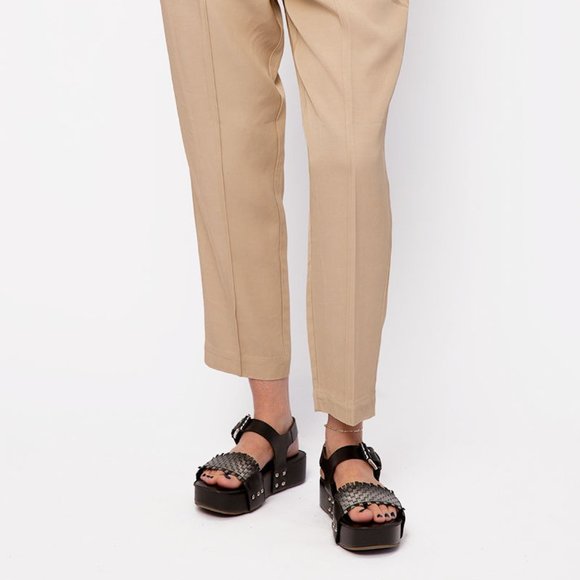 ATM Viscose Twill Cropped Pull-On Pant in Dune - Picture 2 of 4